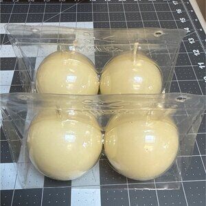 Round Shaped Ball Wax Candles 3 Inch Ivory Molca Set Of 4 Decor Party New Old St